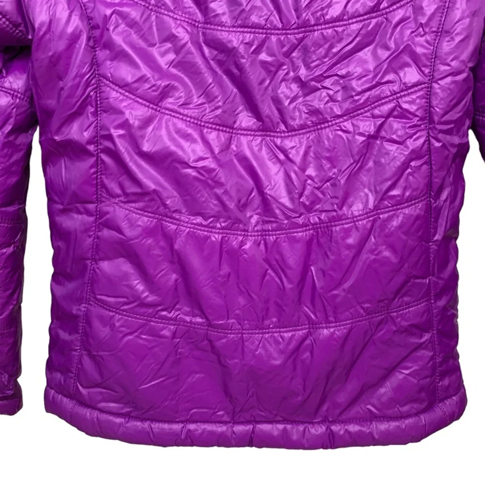 Purple Puffer Jacket Lightweight Quilted Zip Front Coat